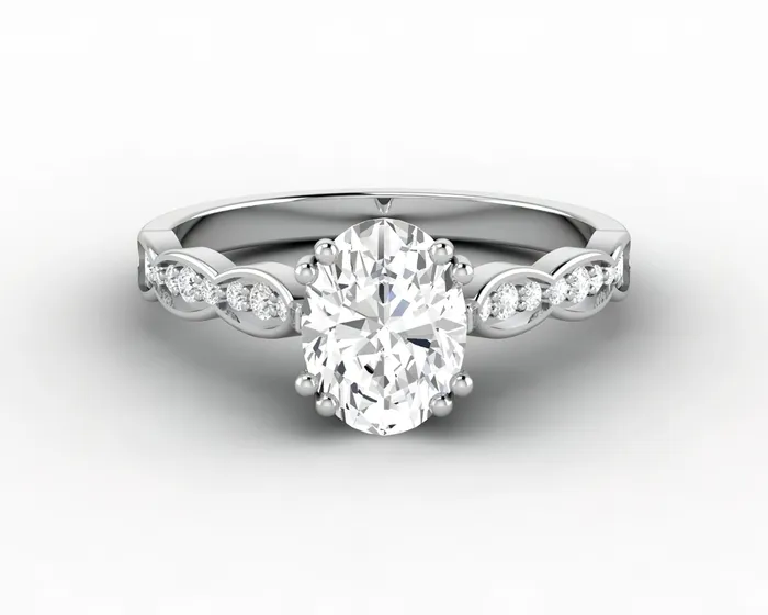 Sapheena Jewelry Rings Celeste 10 Ct Solitaire Oval Cut Engagement Ring With Side Stones