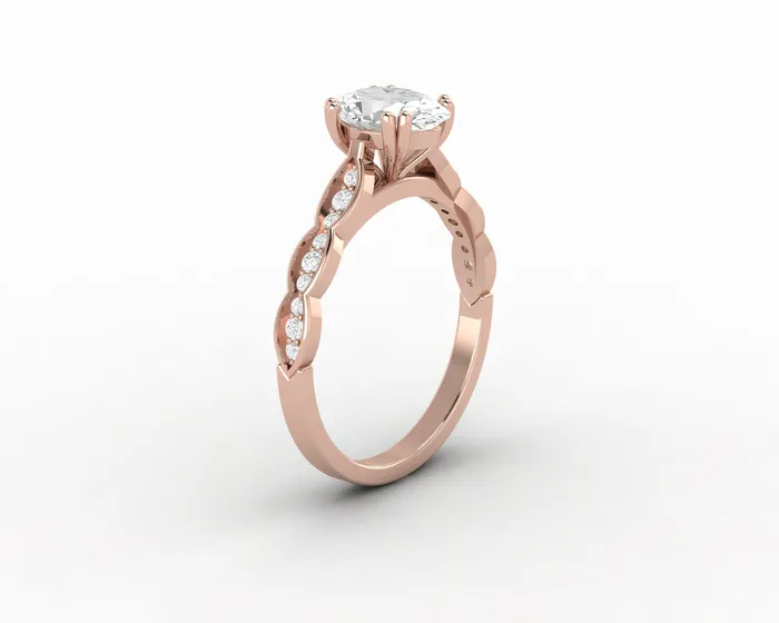 Sapheena Jewelry Rings Celeste 10 Ct Solitaire Oval Cut Engagement Ring With Side Stones