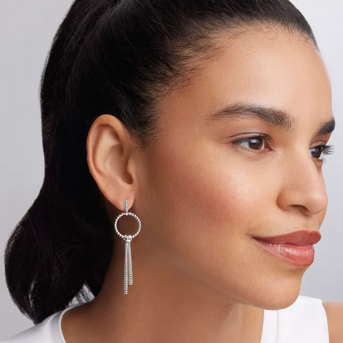 Signature Caviar Double Station Linear Drop Earrings LAGOS Earrings