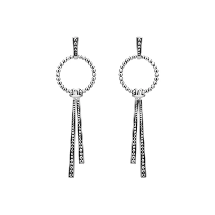Signature Caviar Double Station Linear Drop Earrings LAGOS Earrings