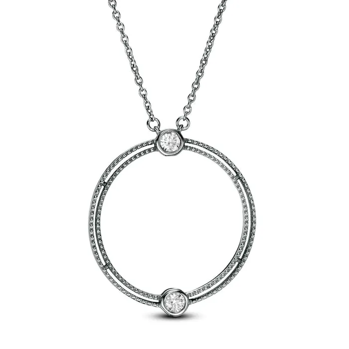 01 CT TW Natural Diamond Double Row Open Circle Necklace in 10K White Gold Goldia Necklaces 01 CT TW Natural Diamond Double Row Open Circle Necklace in 10K White Gold Goldia Necklaces