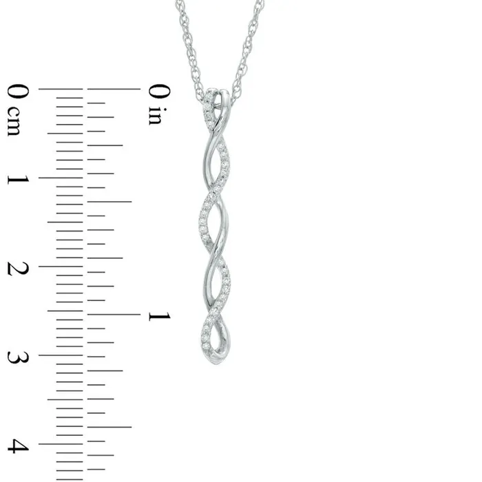 01 CT TW Natural Diamond Linear Twist Pendant in Sterling Silver Goldia Necklaces 01 CT TW Natural Diamond Linear Twist Pendant in Sterling Silver Goldia Necklaces