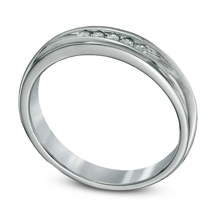 010 CT TW Natural Diamond Five Stone Anniversary Band in Sterling Silver Goldia Rings 010 CT TW Natural Diamond Five Stone Anniversary Band in Sterling Silver Goldia Rings