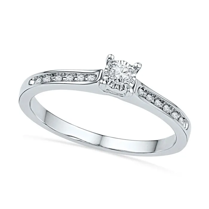 010 CT TW Natural Diamond Promise Ring in Solid 10K White Gold Goldia Rings 010 CT TW Natural Diamond Promise Ring in Solid 10K White Gold Goldia Rings
