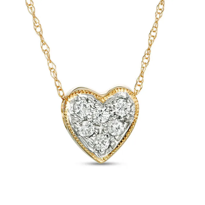 017 CT TW Composite Natural Diamond Heart Antique VintageStyle Pendant in 10K Yellow Gold Goldia Necklaces 017 CT TW Composite Natural Diamond Heart Antique VintageStyle Pendant in 10K Yellow Gold Goldia Necklaces