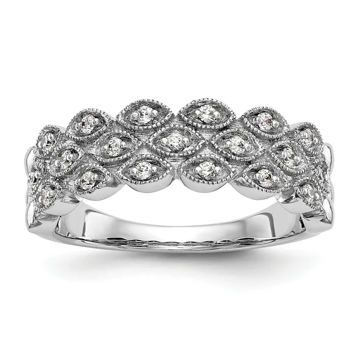 019ct CZ Solid Real 14K White Gold Wedding Band Ring Goldia Rings
