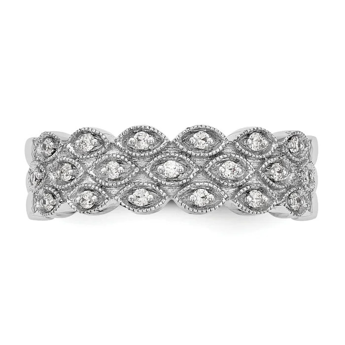 019ct CZ Solid Real 14K White Gold Wedding Band Ring Goldia Rings