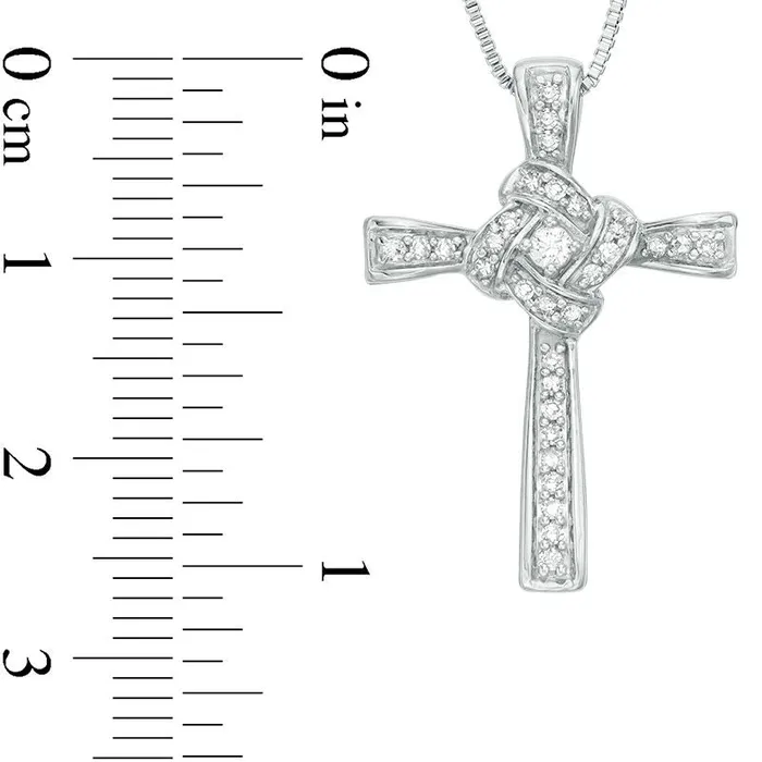 02 CT TW Natural Diamond Love Knot Cross Pendant in Sterling Silver Goldia Necklaces 02 CT TW Natural Diamond Love Knot Cross Pendant in Sterling Silver Goldia Necklaces