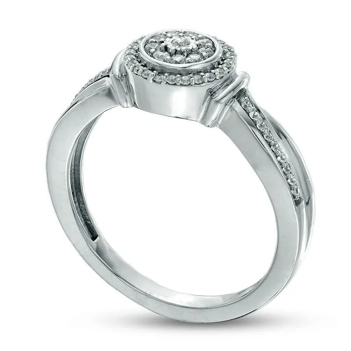 020 CT TW Composite Natural Diamond Frame Collar Crossover Ring in Sterling Silver Goldia Rings 020 CT TW Composite Natural Diamond Frame Collar Crossover Ring in Sterling Silver Goldia Rings