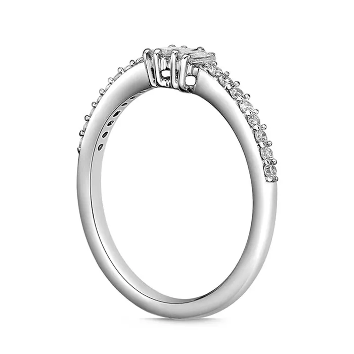 025 CT TW Baguette and Round Natural Diamond Ring in Solid 10K White Gold Goldia Rings 025 CT TW Baguette and Round Natural Diamond Ring in Solid 10K White Gold Goldia Rings
