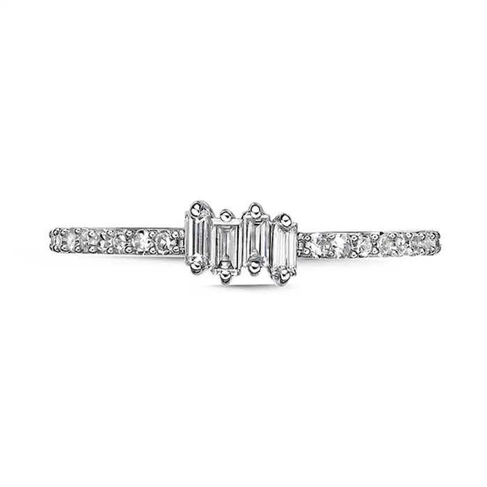 025 CT TW Baguette and Round Natural Diamond Ring in Solid 10K White Gold Goldia Rings 025 CT TW Baguette and Round Natural Diamond Ring in Solid 10K White Gold Goldia Rings