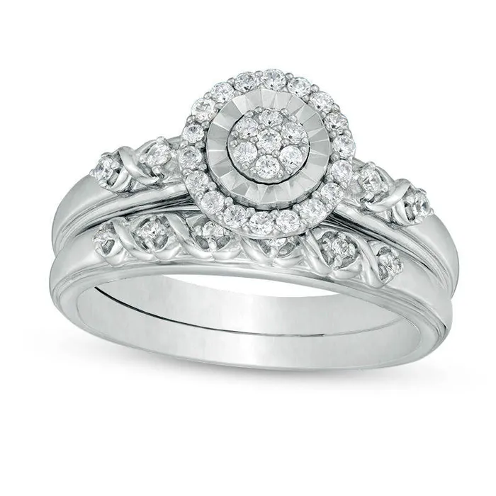 025 CT TW Composite Natural Diamond Frame Infinity Bridal Engagement Ring Set in Sterling Silver Goldia Rings 025 CT TW Composite Natural Diamond Frame Infinity Bridal Engagement Ring Set in Sterling Silver Goldia Rings