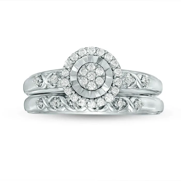 025 CT TW Composite Natural Diamond Frame Infinity Bridal Engagement Ring Set in Sterling Silver Goldia Rings 025 CT TW Composite Natural Diamond Frame Infinity Bridal Engagement Ring Set in Sterling Silver Goldia Rings