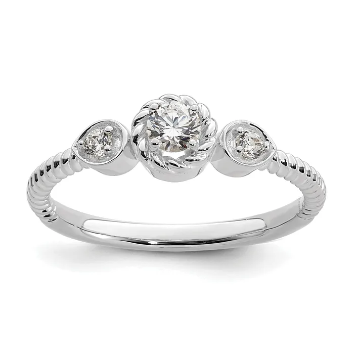 025ct CZ Solid Real 14k White Polish Roped Wedding Band Ring Petite Round Complete Dia Ring Goldia Rings 025ct CZ Solid Real 14k White Polish Roped Wedding Band Ring Petite Round Complete Dia Ring Goldia Rings
