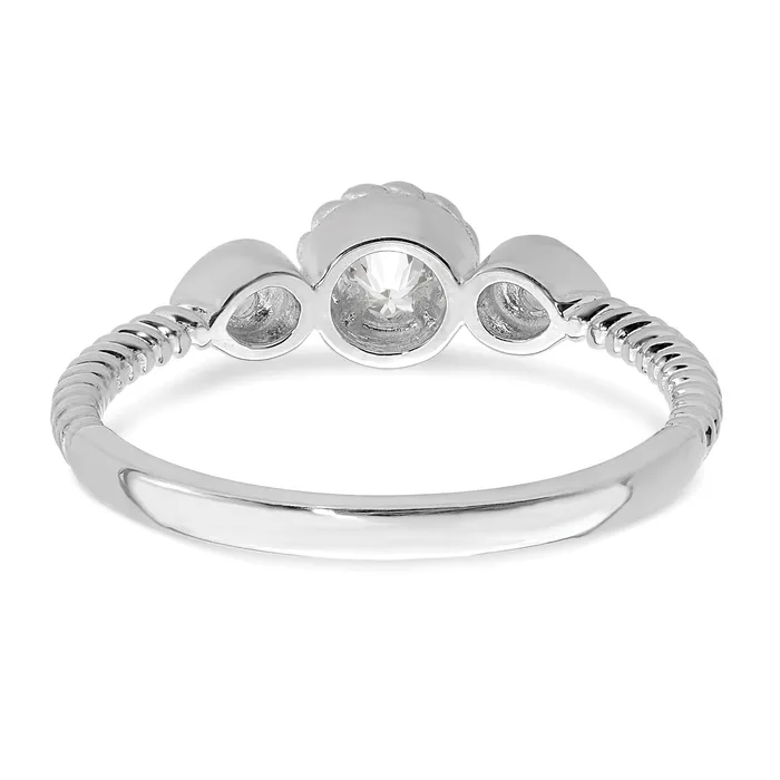 025ct CZ Solid Real 14k White Polish Roped Wedding Band Ring Petite Round Complete Dia Ring Goldia Rings