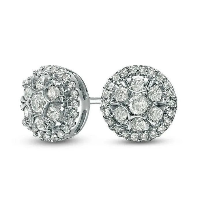 033 CT TW Diamond Double Frame Stud Earrings in 10K White Gold Goldia Earrings 033 CT TW Diamond Double Frame Stud Earrings in 10K White Gold Goldia Earrings