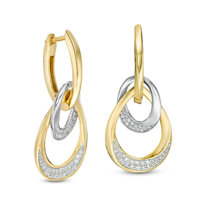 033 CT TW Diamond Oval Twist Doorknocker Drop Earrings in 10K TwoTone Gold Goldia Earrings 033 CT TW Diamond Oval Twist Doorknocker Drop Earrings in 10K TwoTone Gold Goldia Earrings