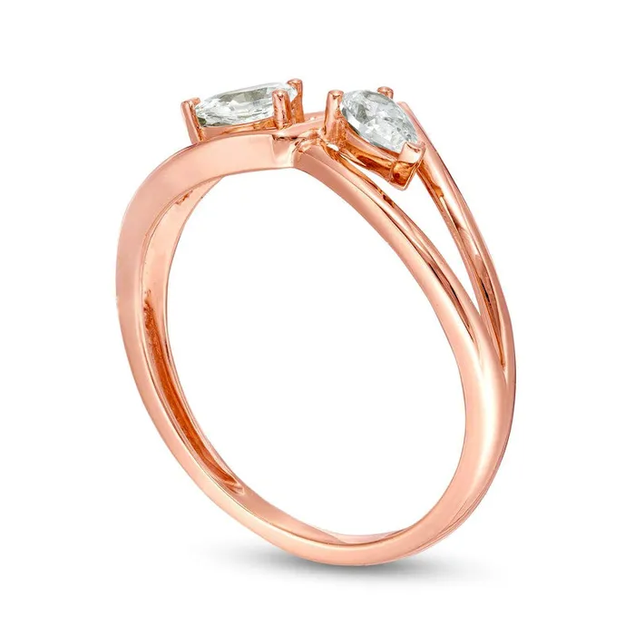 033 CT TW PearShaped Natural Diamond Double Loop Chevron Ring in Solid 10K Rose Gold Goldia Rings 033 CT TW PearShaped Natural Diamond Double Loop Chevron Ring in Solid 10K Rose Gold Goldia Rings