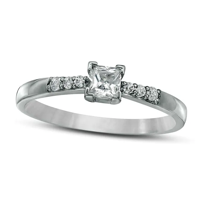 033 CT TW PrincessCut Natural Diamond Engagement Ring in Solid 10K White Gold Goldia Rings 033 CT TW PrincessCut Natural Diamond Engagement Ring in Solid 10K White Gold Goldia Rings