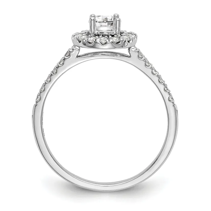033ct CZ Solid Real 14K White Gold Round Halo Engagement Ring Goldia Rings