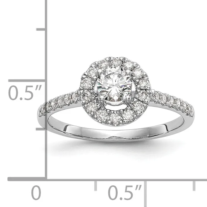 033ct CZ Solid Real 14K White Gold Round Halo Engagement Ring Goldia Rings