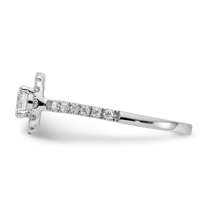 033ct CZ Solid Real 14K White Gold Round Halo Engagement Ring Goldia Rings