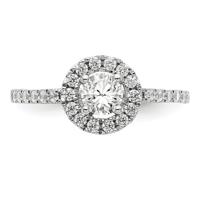 033ct CZ Solid Real 14K White Gold Round Halo Engagement Ring Goldia Rings