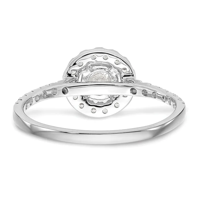 033ct CZ Solid Real 14K White Gold Round Halo Engagement Ring Goldia Rings
