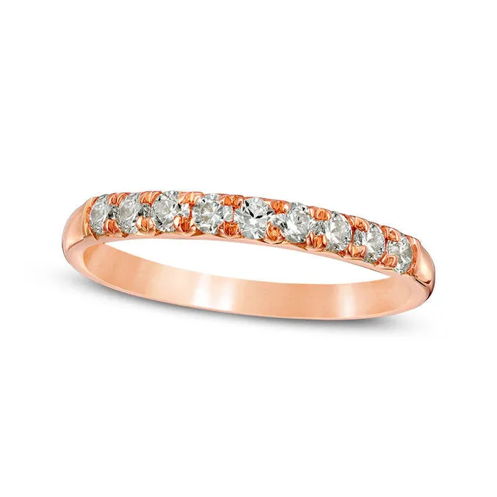 038 CT TW Natural Diamond Nine Stone Anniversary Band in Solid 10K Rose Gold Goldia Rings 038 CT TW Natural Diamond Nine Stone Anniversary Band in Solid 10K Rose Gold Goldia Rings