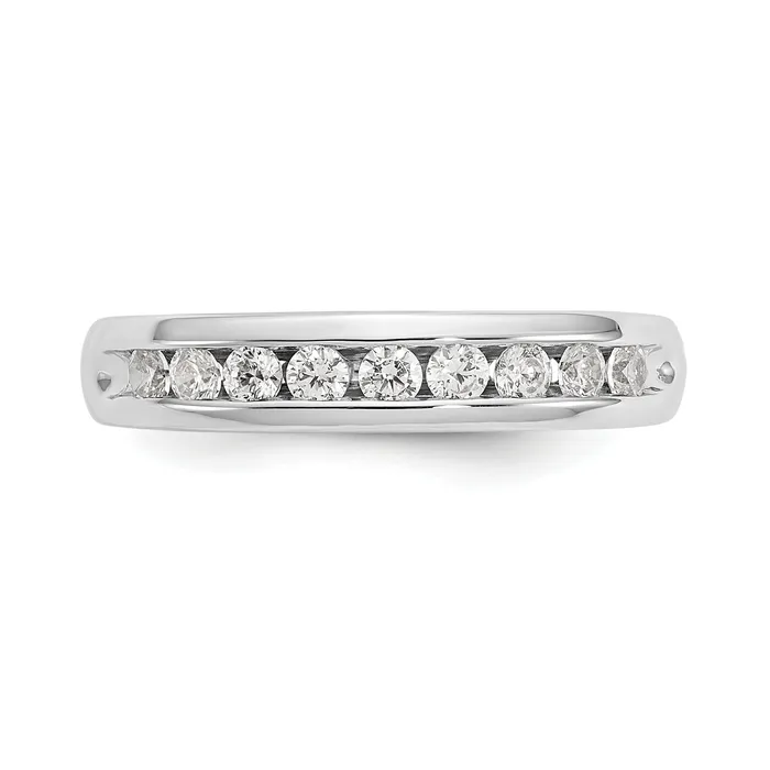 040ct CZ Solid Real 14K White Gold 9Stone Channel Wedding Band Ring Goldia Rings