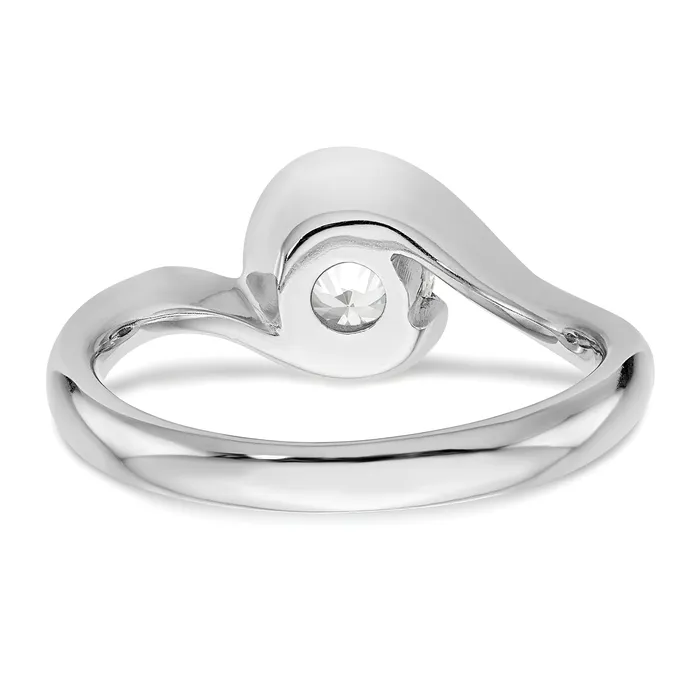 050ct CZ Solid Real 14K White Gold Round Bezel Set Solitaire Engagement Ring Engagement Polished Goldia Rings