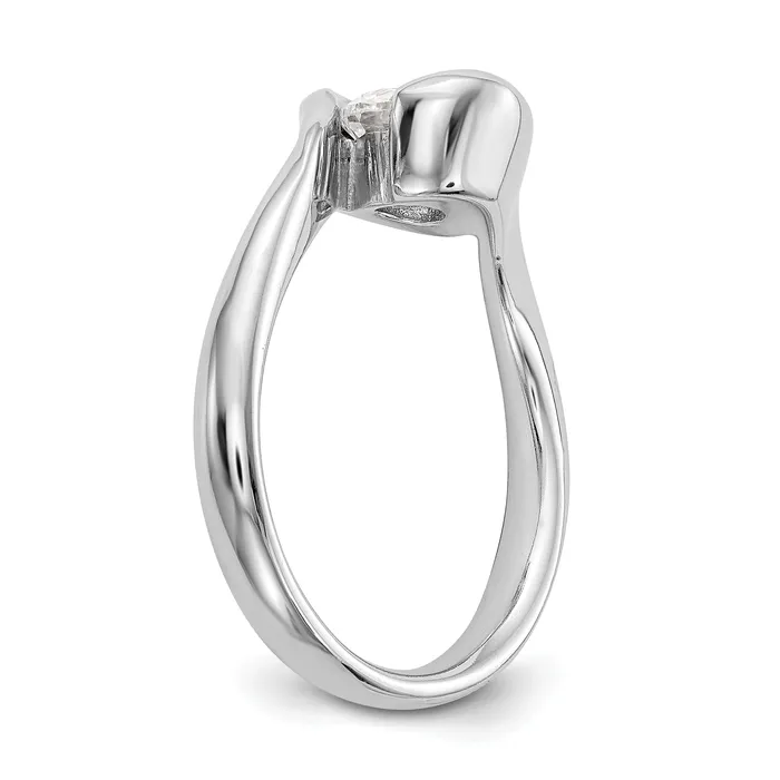 050ct CZ Solid Real 14K White Gold Round Bezel Set Solitaire Engagement Ring Engagement Polished Goldia Rings