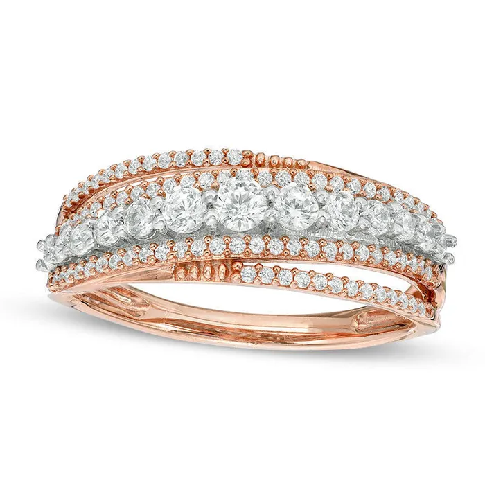 063 CT TW Natural Diamond MultiRow Crossover Band in Solid 14K Rose Gold Goldia Rings 063 CT TW Natural Diamond MultiRow Crossover Band in Solid 14K Rose Gold Goldia Rings