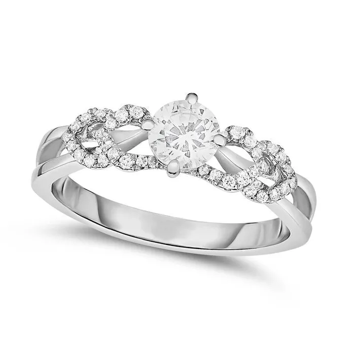 063 CT TW Natural Diamond SidePetal Shank Engagement Ring in Solid 10K White Gold Goldia Rings 063 CT TW Natural Diamond SidePetal Shank Engagement Ring in Solid 10K White Gold Goldia Rings