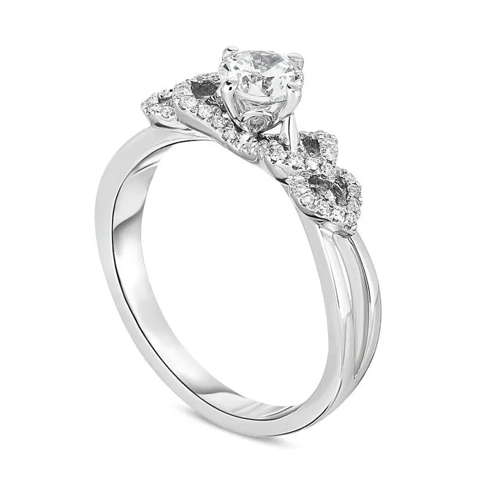 063 CT TW Natural Diamond SidePetal Shank Engagement Ring in Solid 10K White Gold Goldia Rings 063 CT TW Natural Diamond SidePetal Shank Engagement Ring in Solid 10K White Gold Goldia Rings