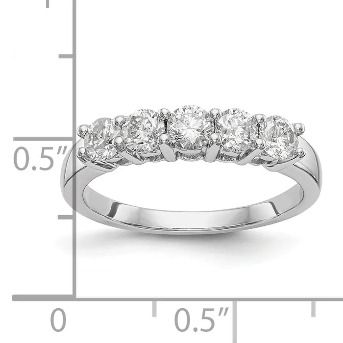 088ct CZ Solid Real 14K White Gold 5Stone Wedding Wedding Band Ring Goldia Rings