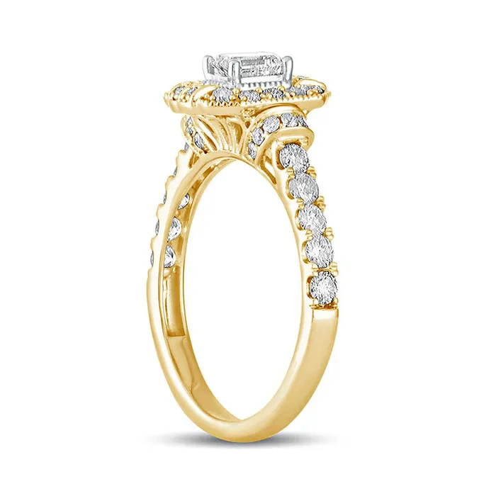 10 CT TW EmeraldCut Natural Diamond Octagonal Frame Engagement Ring in Solid 14K Gold Goldia Rings 10 CT TW EmeraldCut Natural Diamond Octagonal Frame Engagement Ring in Solid 14K Gold Goldia Rings