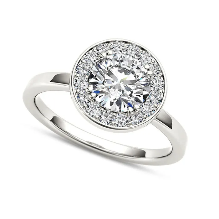 10 CT TW Natural Diamond Frame Engagement Ring in Solid 14K White Gold Goldia Rings 10 CT TW Natural Diamond Frame Engagement Ring in Solid 14K White Gold Goldia Rings
