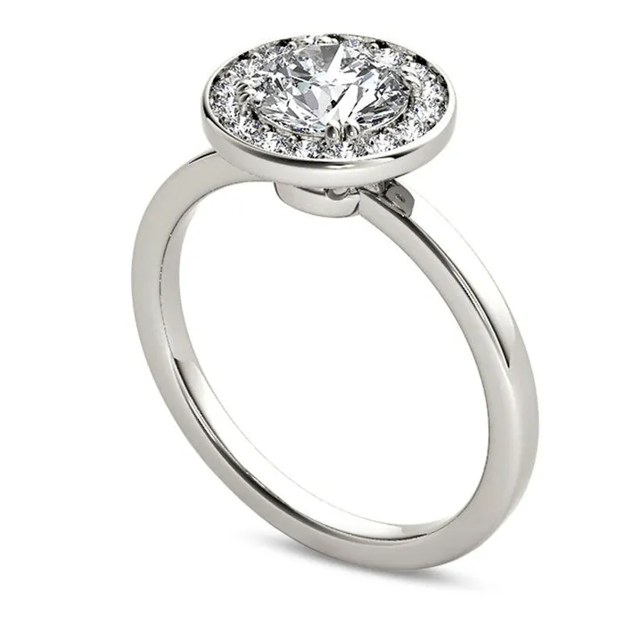 10 CT TW Natural Diamond Frame Engagement Ring in Solid 14K White Gold Goldia Rings 10 CT TW Natural Diamond Frame Engagement Ring in Solid 14K White Gold Goldia Rings