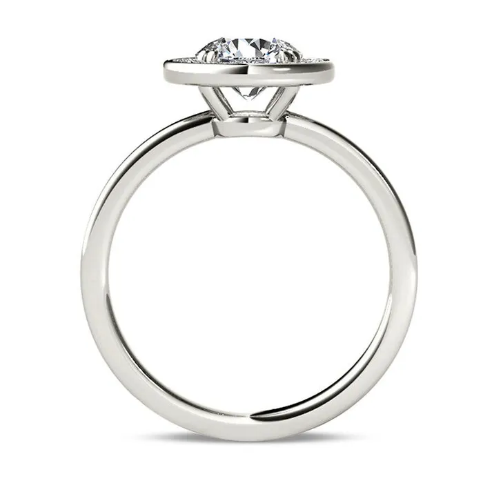 10 CT TW Natural Diamond Frame Engagement Ring in Solid 14K White Gold Goldia Rings 10 CT TW Natural Diamond Frame Engagement Ring in Solid 14K White Gold Goldia Rings