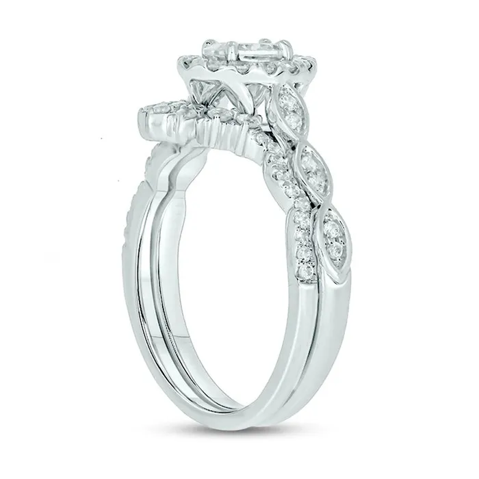 10 CT TW Oval Natural Diamond Frame Bridal Engagement Ring Set in Solid 14K White Gold II2 Goldia Rings 10 CT TW Oval Natural Diamond Frame Bridal Engagement Ring Set in Solid 14K White Gold II2 Goldia Rings