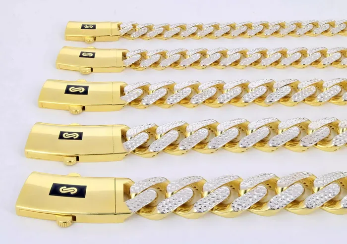 10k Yellow Gold 9mm Monaco Miami Cuban Link Diamond Cut Pave Chain Necklace 30 Goldiacom Necklaces