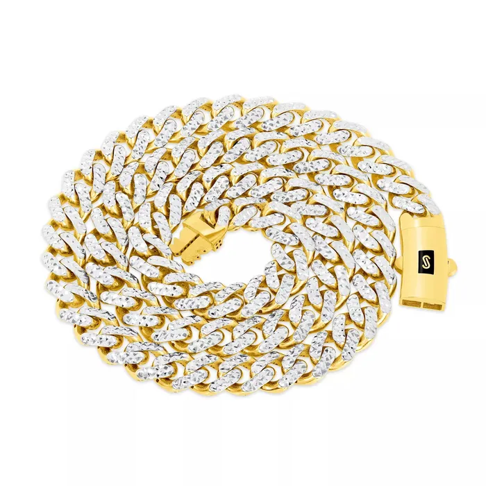 10k Yellow Gold 9mm Monaco Miami Cuban Link Diamond Cut Pave Chain Necklace 30 Goldiacom Necklaces