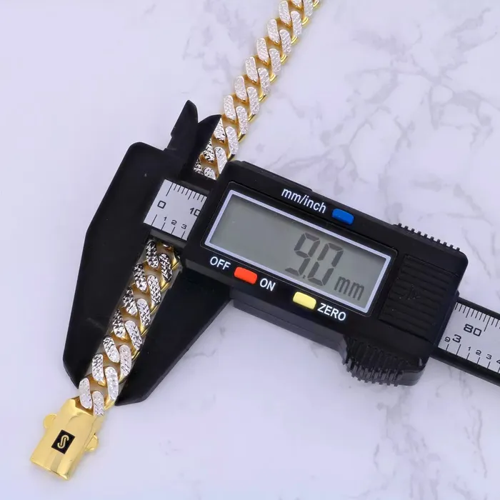 10k Yellow Gold 9mm Monaco Miami Cuban Link Diamond Cut Pave Chain Necklace 30 Goldiacom Necklaces