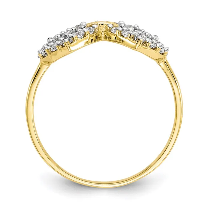 10K Yellow Gold Double Heart CZ Ring Goldia Rings