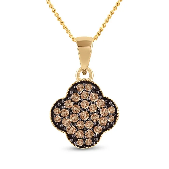 10k Yellow Gold Round Brown Diamond Cluster Pendant 14 Cttw gndatlanta Necklaces 10k Yellow Gold Round Brown Diamond Cluster Pendant 14 Cttw gndatlanta Necklaces