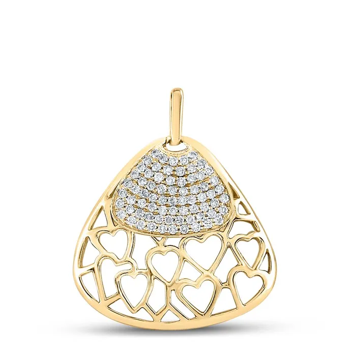 10k Yellow Gold Round Diamond Heart Triangle Pendant 12 Cttw gndatlanta Necklaces 10k Yellow Gold Round Diamond Heart Triangle Pendant 12 Cttw gndatlanta Necklaces