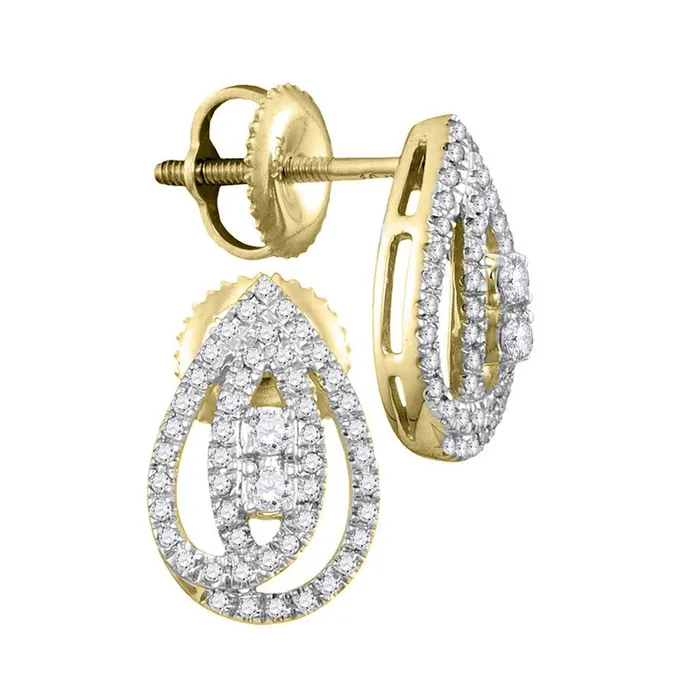 10k Yellow Gold Round Diamond Teardrop Earrings 14 Cttw gndatlanta Earrings