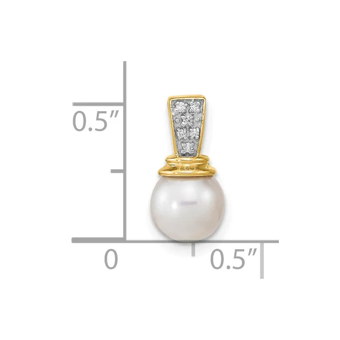 14K 6 7mm Freshwater Cultured Pearl and Diamond Polished Pendant Goldiacom Necklaces