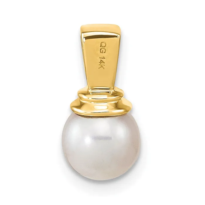 14K 6 7mm Freshwater Cultured Pearl and Diamond Polished Pendant Goldiacom Necklaces
